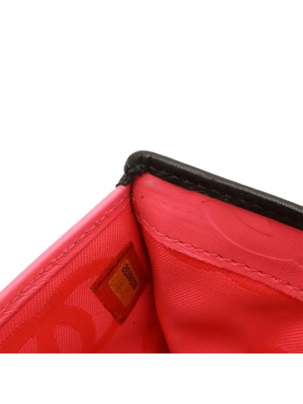 Chanel Cambon Line Kiss Lock Wallet Bifold Soft Calf Leather Black White Pink